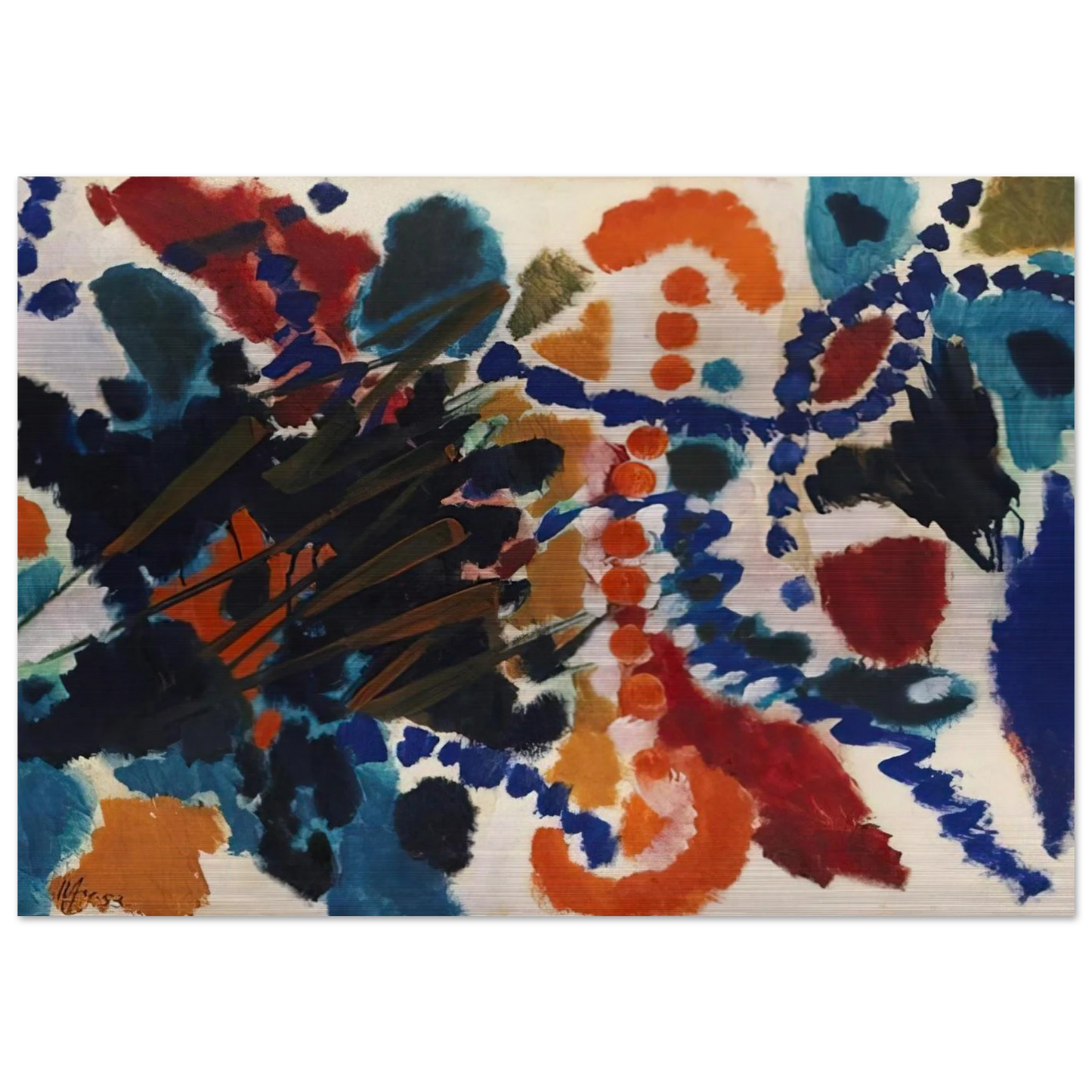 Von Goldfarben und Blau - 1953 - Ernst Wilhelm Nay Brushed Aluminum Print - 70x100 cm / 28x40 inches | Ernst Wilhelm Nay Aluminum Print | Ernst Wilhelm Nay Prints