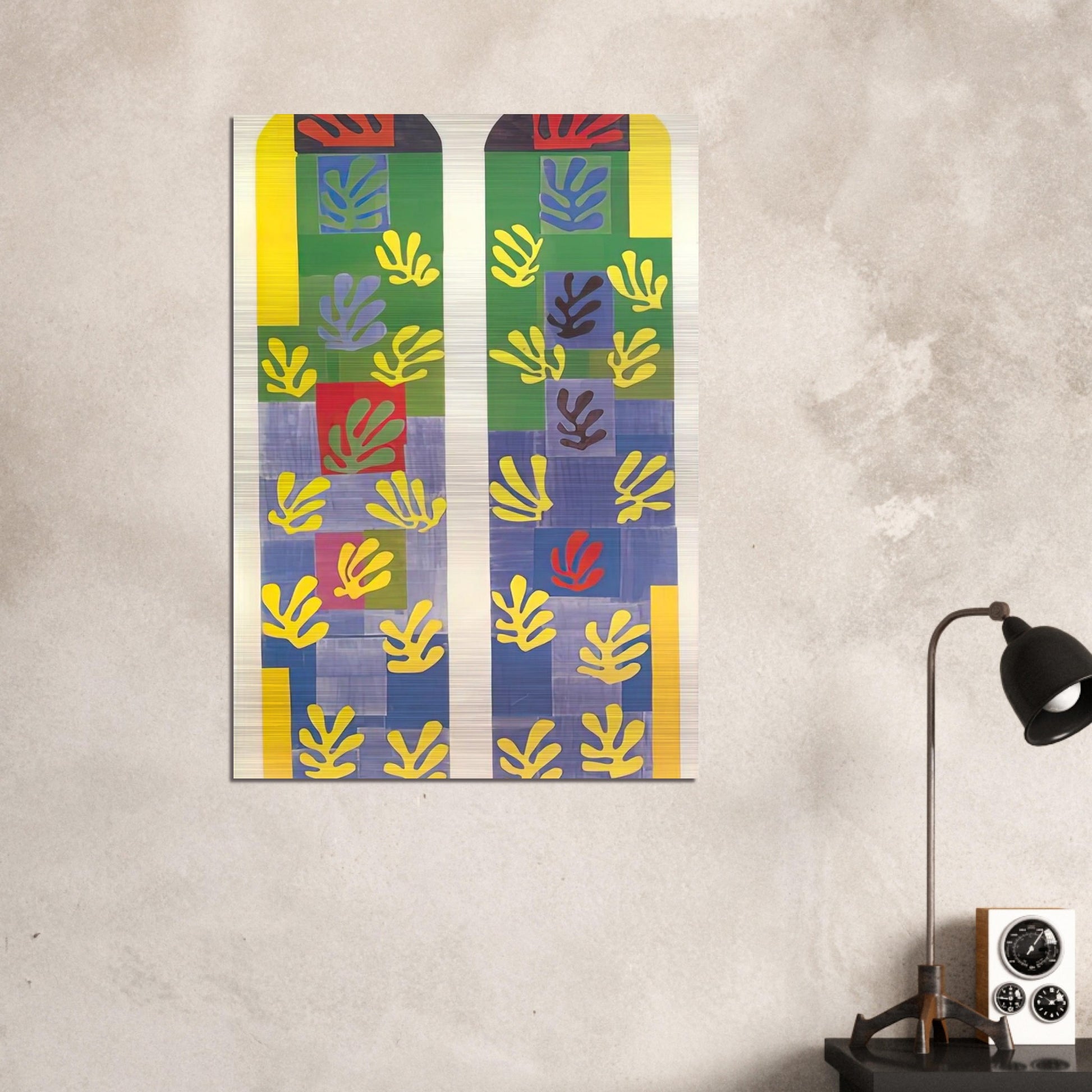STAINED GLASS WINDOW WINDOW OF THE ABSIDE OF THE ROSARY CHAPEL 1949 - Henri Matisse Brushed Aluminum Print - 70x100 cm / 28x40 inches | Henri Matisse Aluminum Print | Henri Matisse Prints