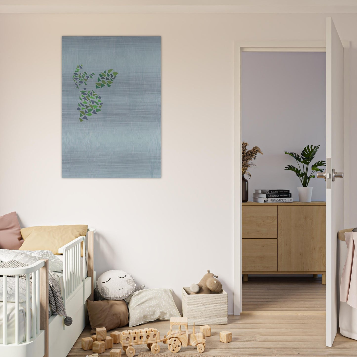 Colors on Blue - Post-Painterly Abstraction - Robert Goodnough Brushed Aluminum Print - 70x100 cm / 28x40 inches | Robert Goodnough Aluminum Print | Robert Goodnough Prints