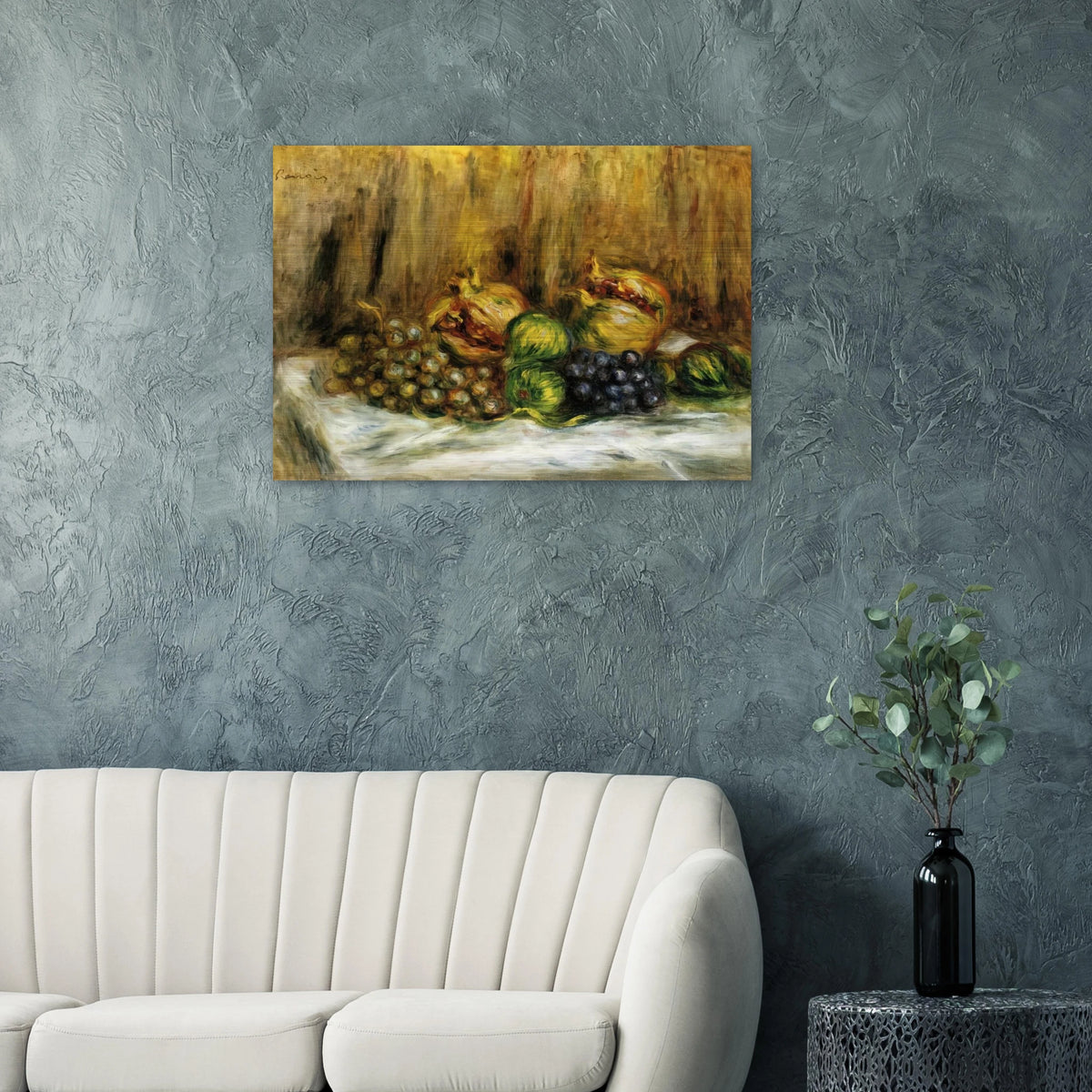 Still Life with Grapes - Pierre-Auguste Renoir Brushed Aluminum Print - 70x100 cm / 28x40 inches | Pierre-Auguste Renoir Aluminum Print | Pierre-Auguste Renoir Prints