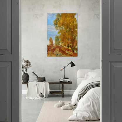 Autumn Hilltop, New England - Childe Hassam Brushed Aluminum Print - 70x100 cm / 28x40 inches | Childe Hassam Aluminum Print | Childe Hassam Prints