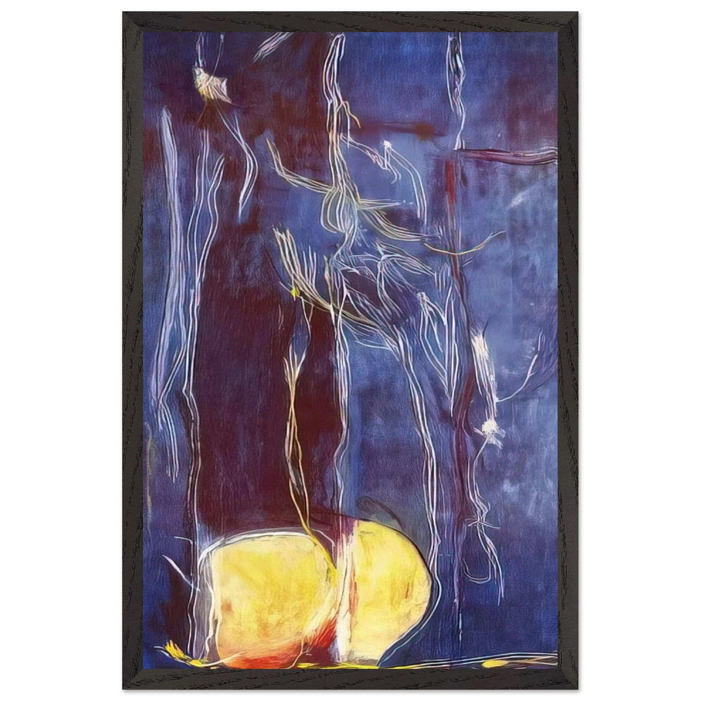 Helen Frankenthaler - All About Blue - 1994 Wall art - 60x80 cm / 24x32 inches - Premium Wooden Framed Poster With Fine Art Paper-canvas - White frame