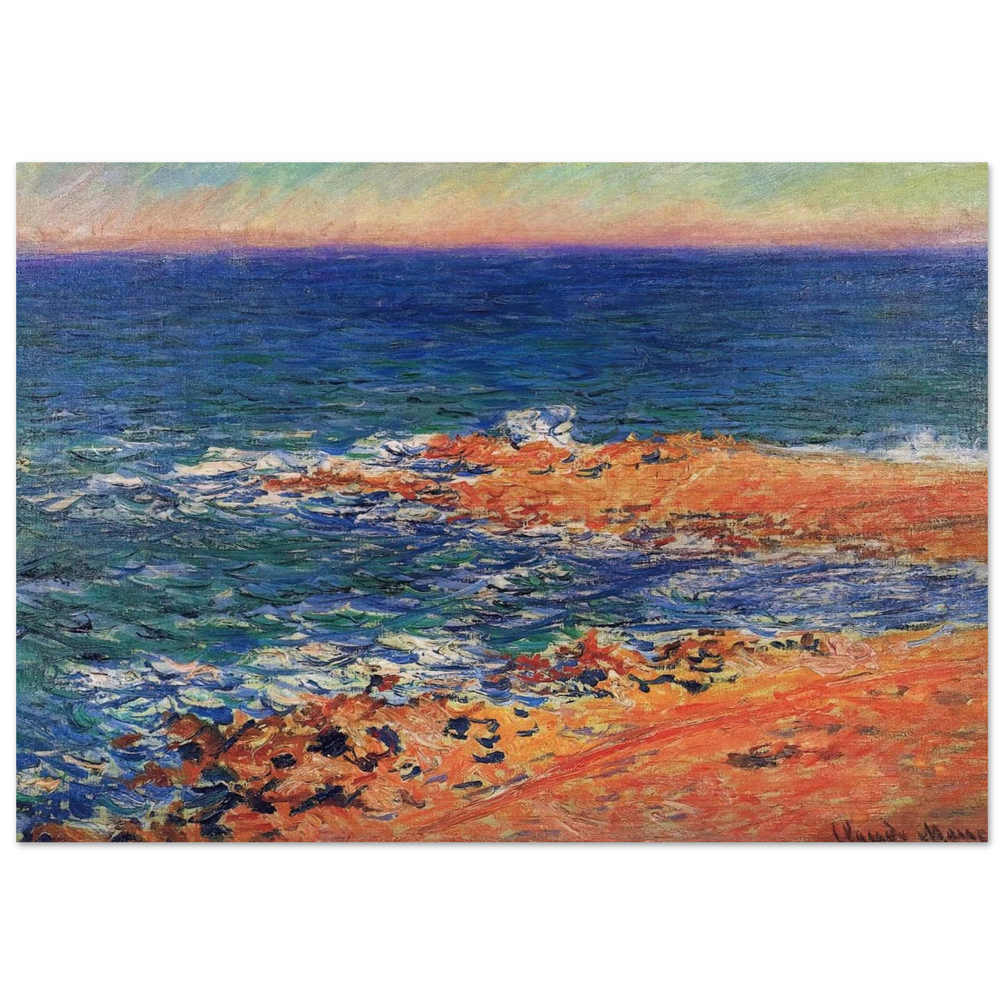The Big Blue Sea in Antibes - claude monet Brushed Aluminum Print - 70x100 cm / 28x40 inches | claude monet Aluminum Print | claude monet Prints
