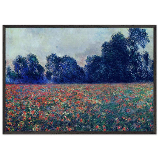 Poppies at Giverny - claude monet 70x100 cm / 28x40 inches Framed Art Print – Black Wooden Frame