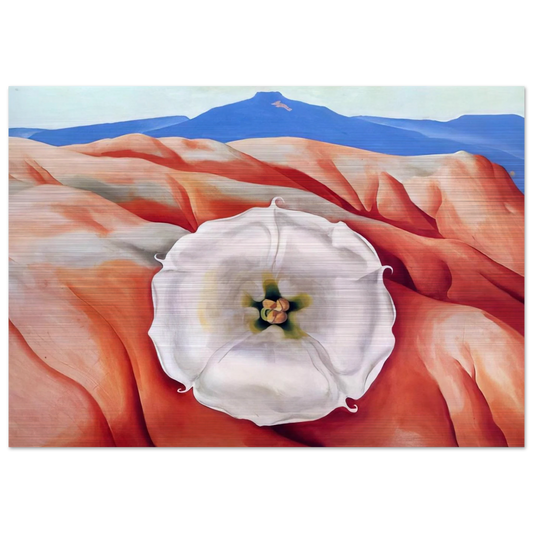 Red hills and white flower II - Georgia O'Keeffe Brushed Aluminum Print - 70x100 cm / 28x40 inches | Georgia O'Keeffe Aluminum Print | Georgia O'Keeffe Prints