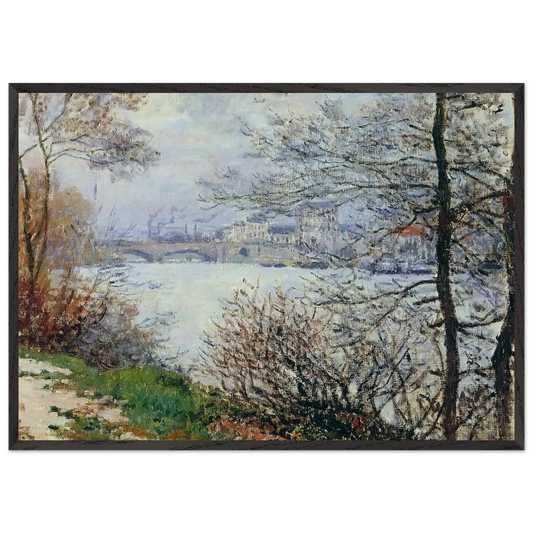 The Banks of the Seine Ile de la Grande-Jatte - claude monet 70x100 cm / 28x40 inches Framed Art Print – Black Wooden Frame
