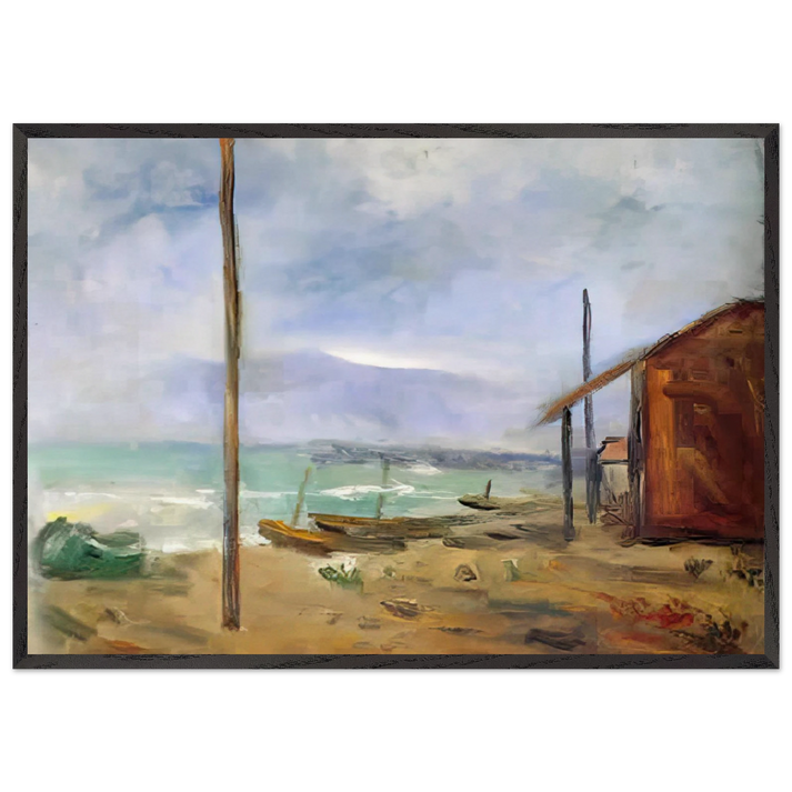 PIOGGIA AL MARE 1929 - Carlo Carra 70x100 cm / 28x40 inches Framed Art Print – Black Wooden Frame