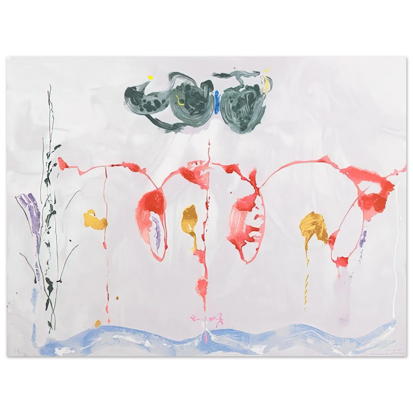 Helen Frankenthaler - Aerie - 2009 Wall art - 15x20 cm / 6x8 inches - Premium Wooden Framed Poster With Fine Art Paper-canvas - Black frame