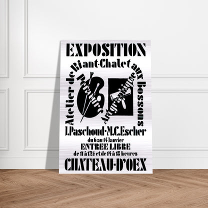 POSTER FOR EXHIBITION JOHN PASCHOUD AND M C ESCHER DECEMBER 1936 1936 - MC Escher Brushed Aluminum Print - 70x100 cm / 28x40 inches | MC Escher Aluminum Print | MC Escher Prints