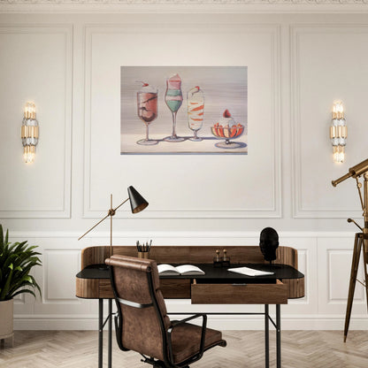 Four Sundaes - Pop Art - Wayne Thiebaud Brushed Aluminum Print - 70x100 cm / 28x40 inches | Wayne Thiebaud Aluminum Print | Wayne Thiebaud Prints