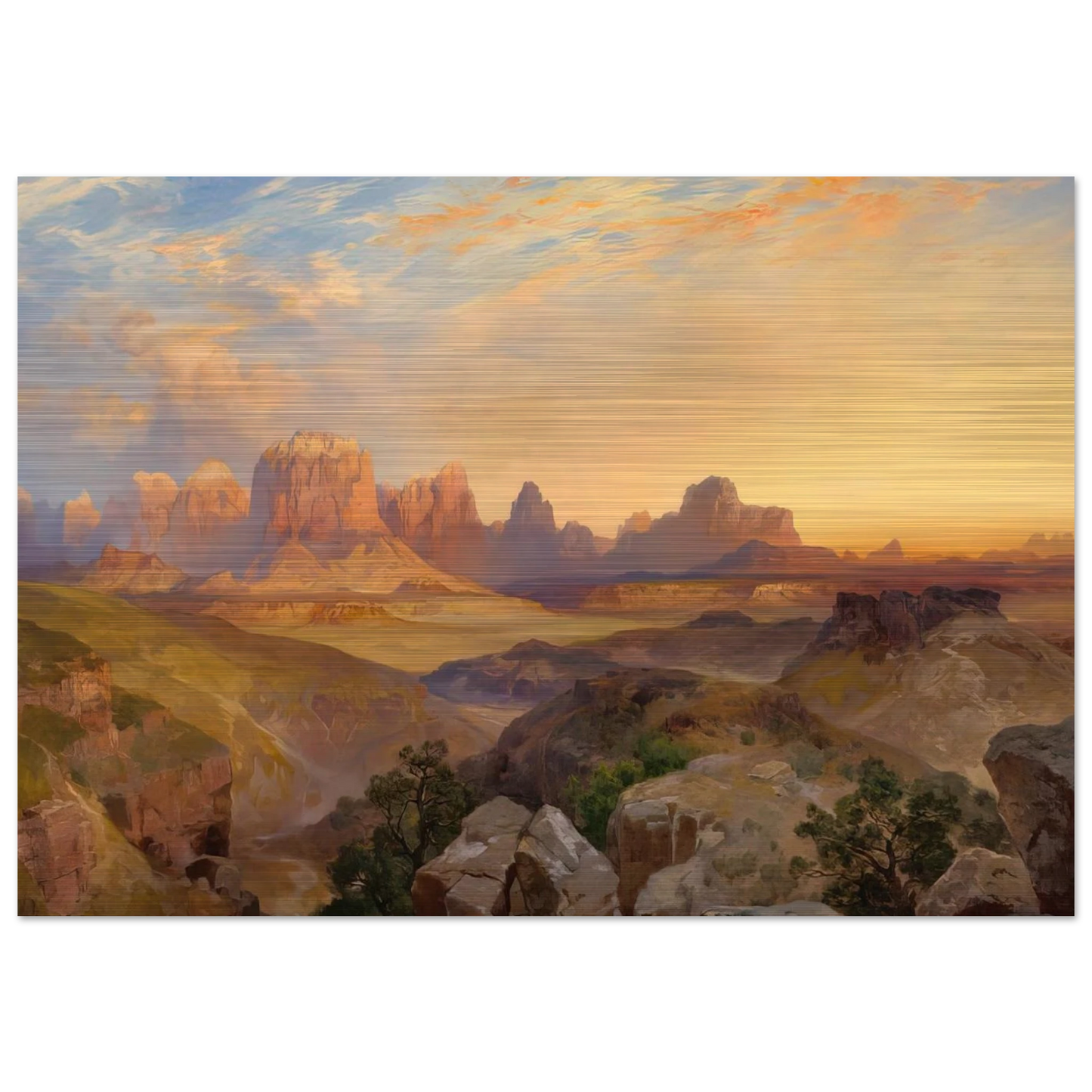 Virgin River Utah - Thomas Moran Brushed Aluminum Print - 70x100 cm / 28x40 inches | Thomas Moran Aluminum Print | Thomas Moran Prints