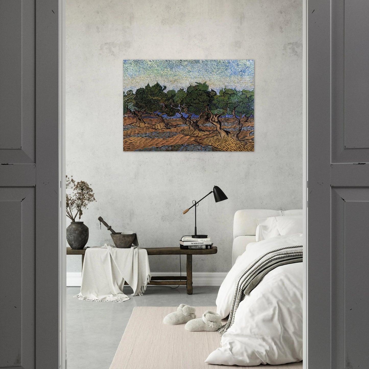 Olive Grove - Vincent van Gogh Brushed Aluminum Print - 70x100 cm / 28x40 inches | Vincent van Gogh Aluminum Print | Vincent van Gogh Prints
