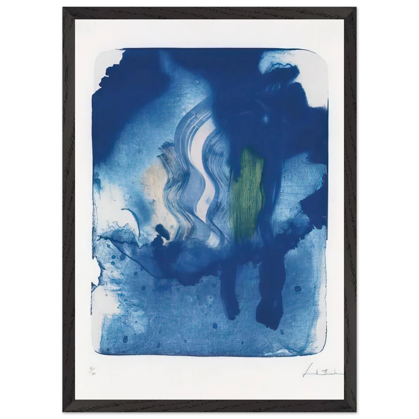 Helen Frankenthaler - Reflections V - 1995 Wall art - 15x20 cm / 6x8 inches - Premium Wooden Framed Poster With Fine Art Paper-canvas - Black frame