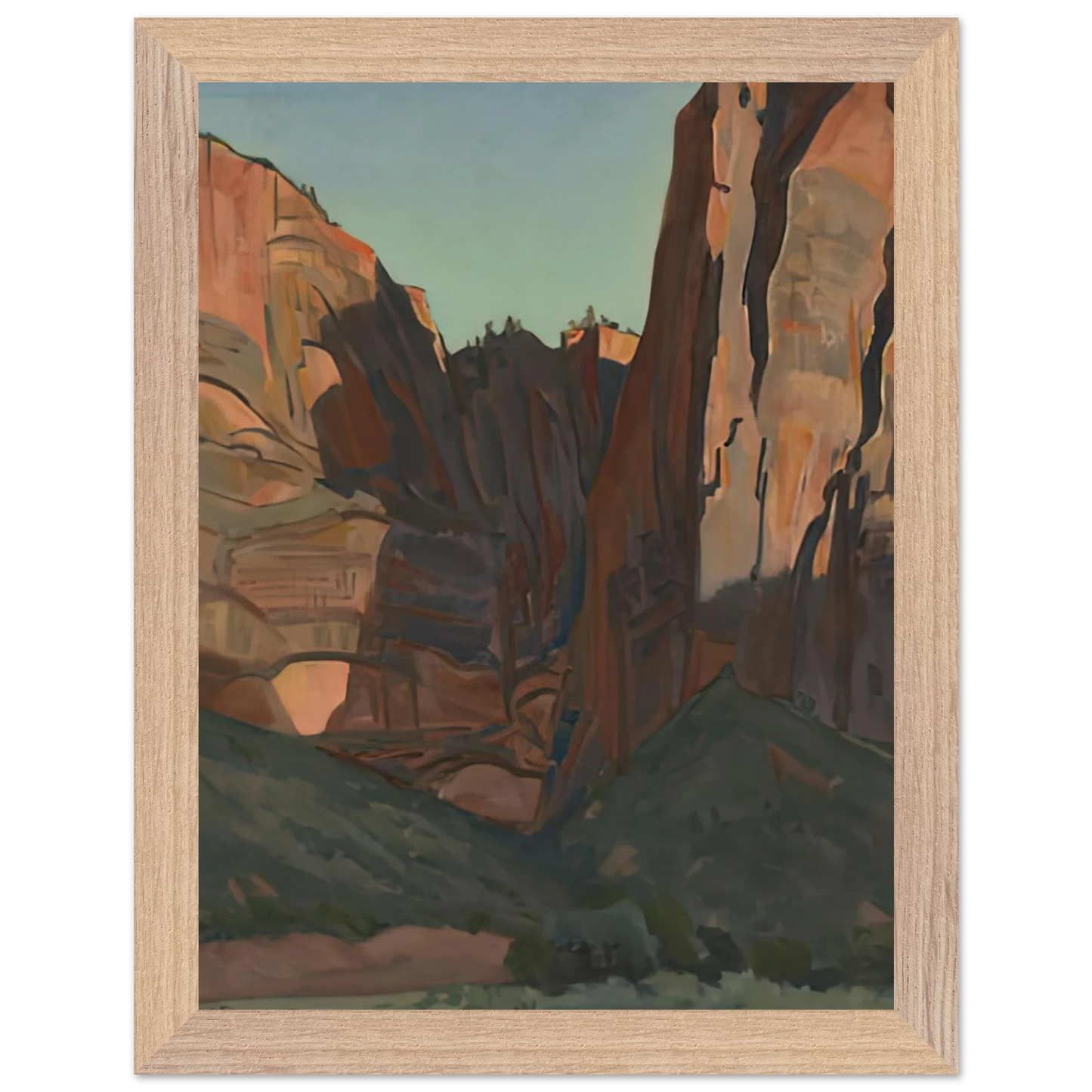 Maynard Dixon - NOTCH IN THE WALL ZION NATIONAL PARK AUGUST 1933 1933 Wall art - 30x45 cm / 12x18 inches - Premium Wooden Framed Poster With Fine Art Paper-canvas - Wood frame