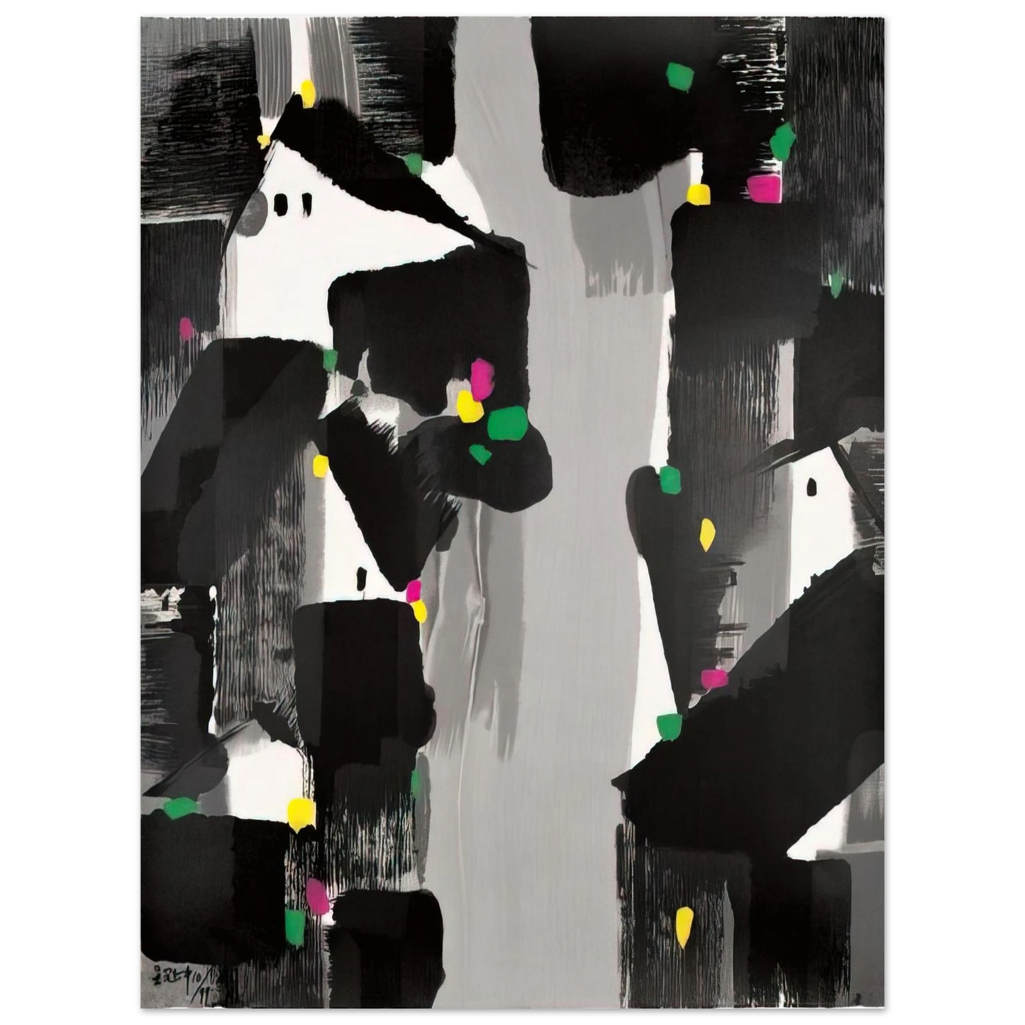 Wu Guanzhong - Houses of the South - 2007  75x100 cm / 30x40inches Fine Art Poster