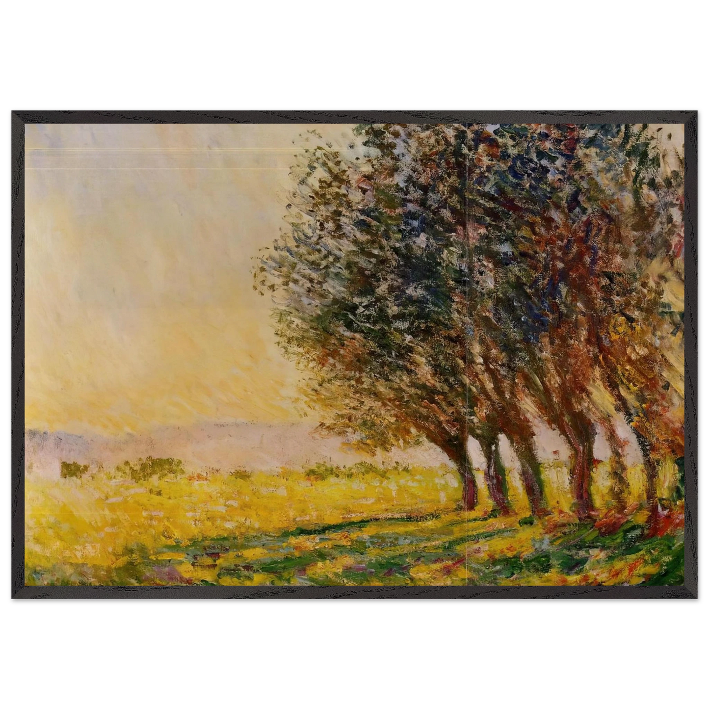 Willows at Sunset - claude monet 70x100 cm / 28x40 inches Framed Art Print – Black Wooden Frame