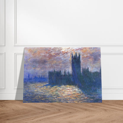Parliament, Reflections on the Thames - claude monet Brushed Aluminum Print - 70x100 cm / 28x40 inches | claude monet Aluminum Print | claude monet Prints