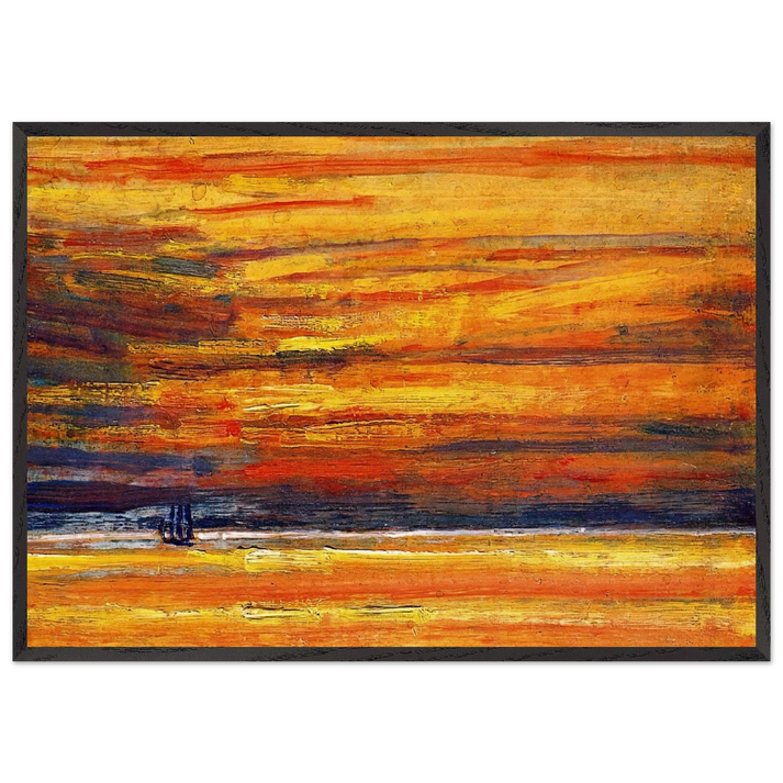 Sailing Vessel at Sea Sunset - Childe Hassam 70x100 cm / 28x40 inches Framed Art Print – Black Wooden Frame