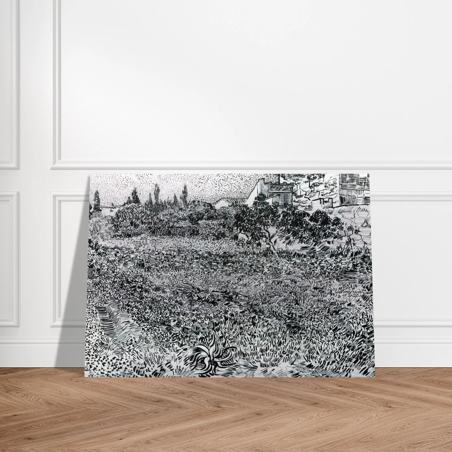 Garden with Flowers - Vincent van Gogh Brushed Aluminum Print - 70x100 cm / 28x40 inches | Vincent van Gogh Aluminum Print | Vincent van Gogh Prints