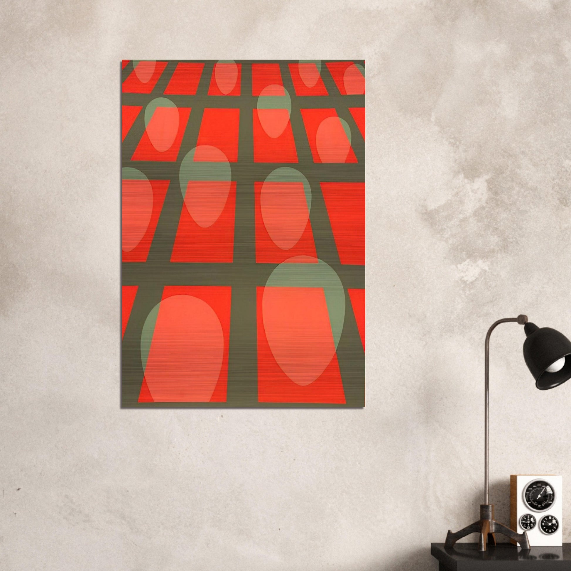 Untitled - Faces in a Grid Red - 1971 - Clarence Holbrook Carter Brushed Aluminum Print - 70x100 cm / 28x40 inches | Clarence Holbrook Carter Aluminum Print | Clarence Holbrook Carter Prints