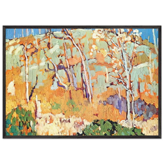 Patterned Hillside - 1918 - Frank Johnston 70x100 cm / 28x40 inches Framed Art Print – Black Wooden Frame