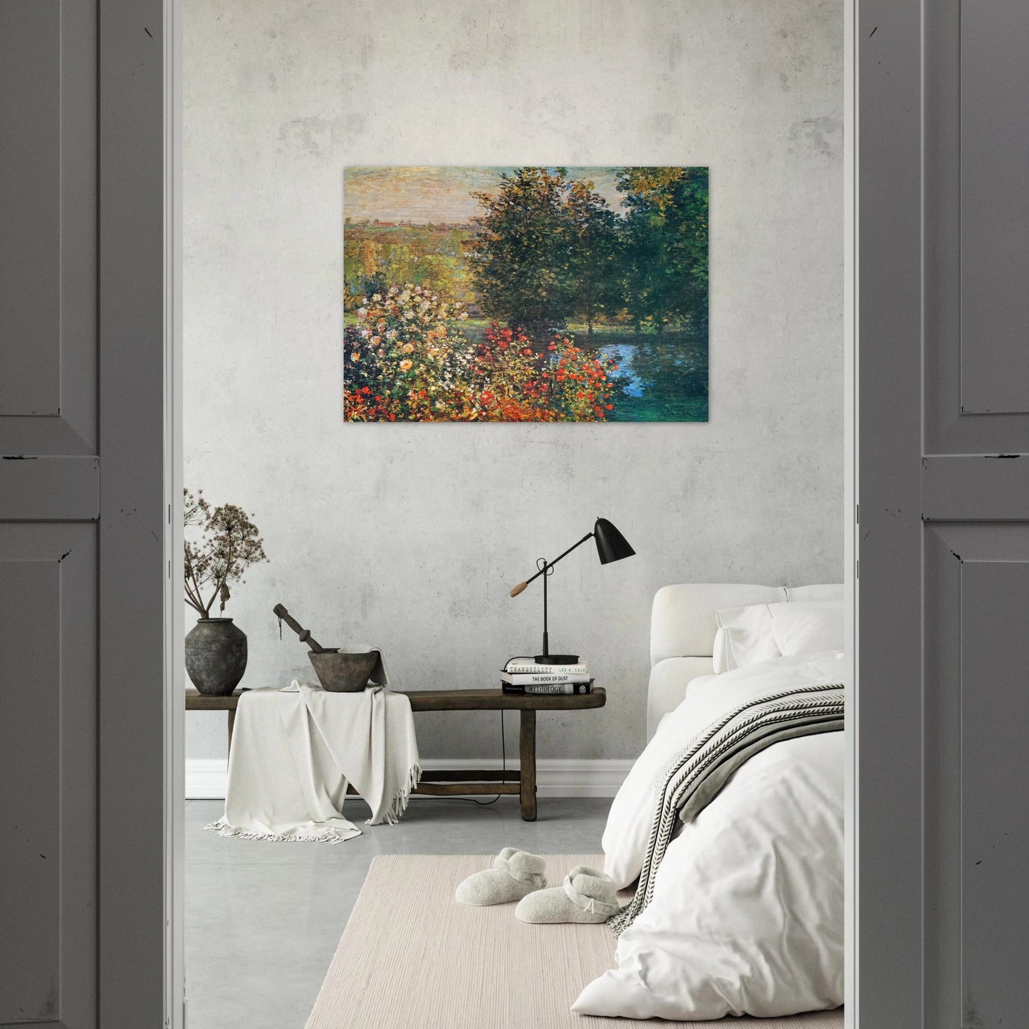 Roses in the Hoshede`s Garden at Montregon - claude monet Brushed Aluminum Print - 70x100 cm / 28x40 inches | claude monet Aluminum Print | claude monet Prints