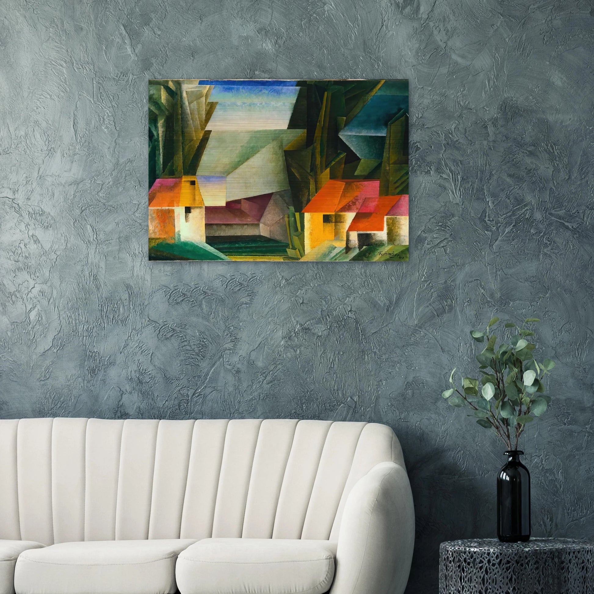 HOPFGARTEN 1920 - Lyonel Feininger Brushed Aluminum Print - 70x100 cm / 28x40 inches | Lyonel Feininger Aluminum Print | Lyonel Feininger Prints