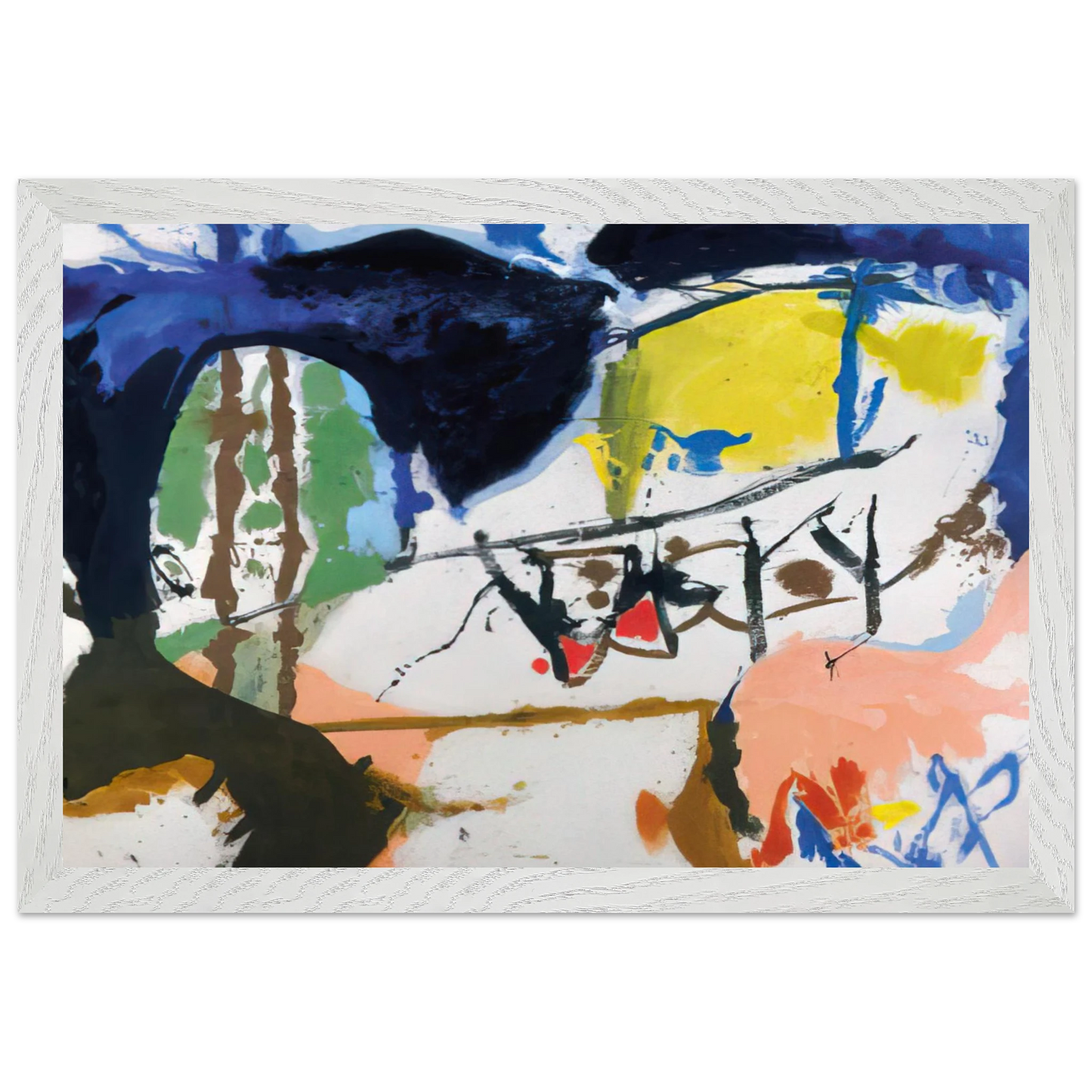 Helen Frankenthaler - Acres - 1959 Wall art - 60x80 cm / 24x32 inches - Premium Wooden Framed Poster With Fine Art Paper-canvas - Black frame