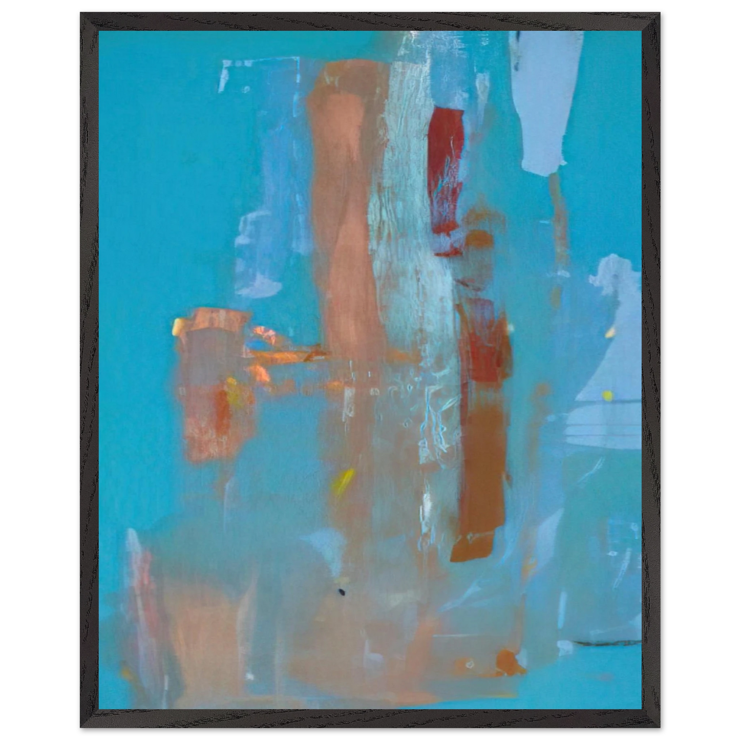 Helen Frankenthaler - In on Blue - 1976 Wall art - 70x70 cm / 28x28 inches - Premium Wooden Framed Poster With Fine Art Paper-canvas - White frame
