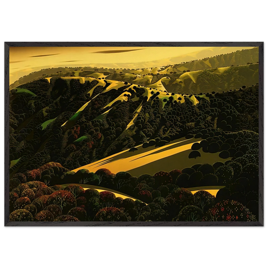 Santa Cruz Mountains - Eyvind Earle 70x100 cm / 28x40 inches Framed Art Print – Black Wooden Frame