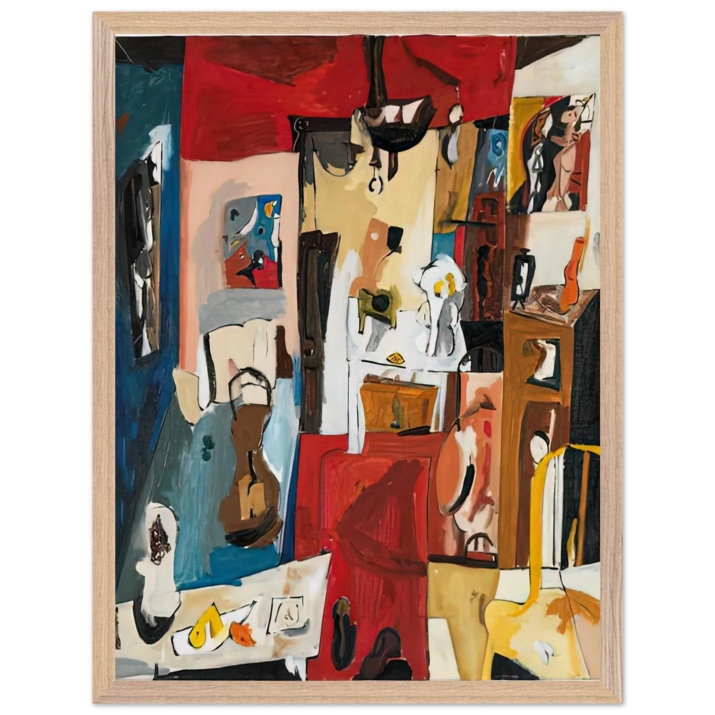 Helen Frankenthaler - 21st Street Studio, 1950- Wall Art - 21x29.7 cm / 8x12" - Premium Wooden Framed Poster With Fine Art Paper-canvas - White frame