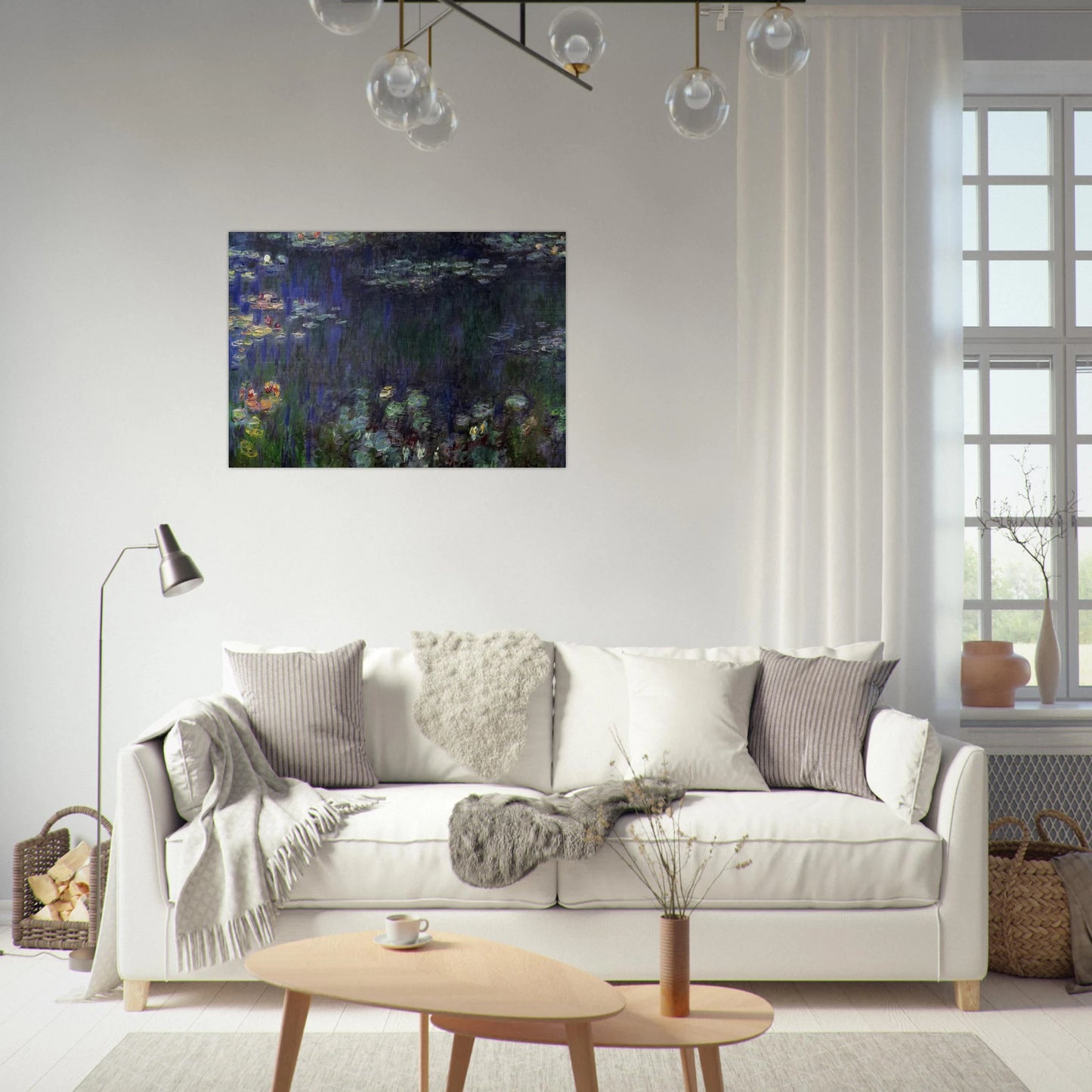 Water Lilies, Green Reflection left half - claude monet Brushed Aluminum Print - 70x100 cm / 28x40 inches | claude monet Aluminum Print | claude monet Prints