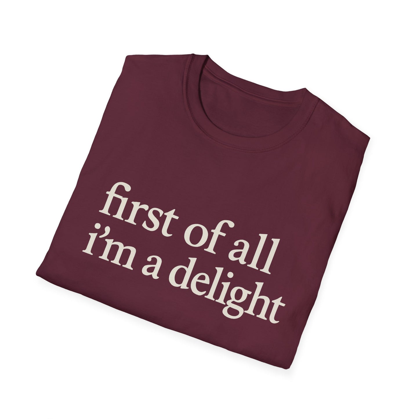 Camiseta "Primero que nada soy un deleite", camiseta con cita divertida para mujer, camiseta con frase atrevida, regalo gráfico ingenioso para la mejor amiga