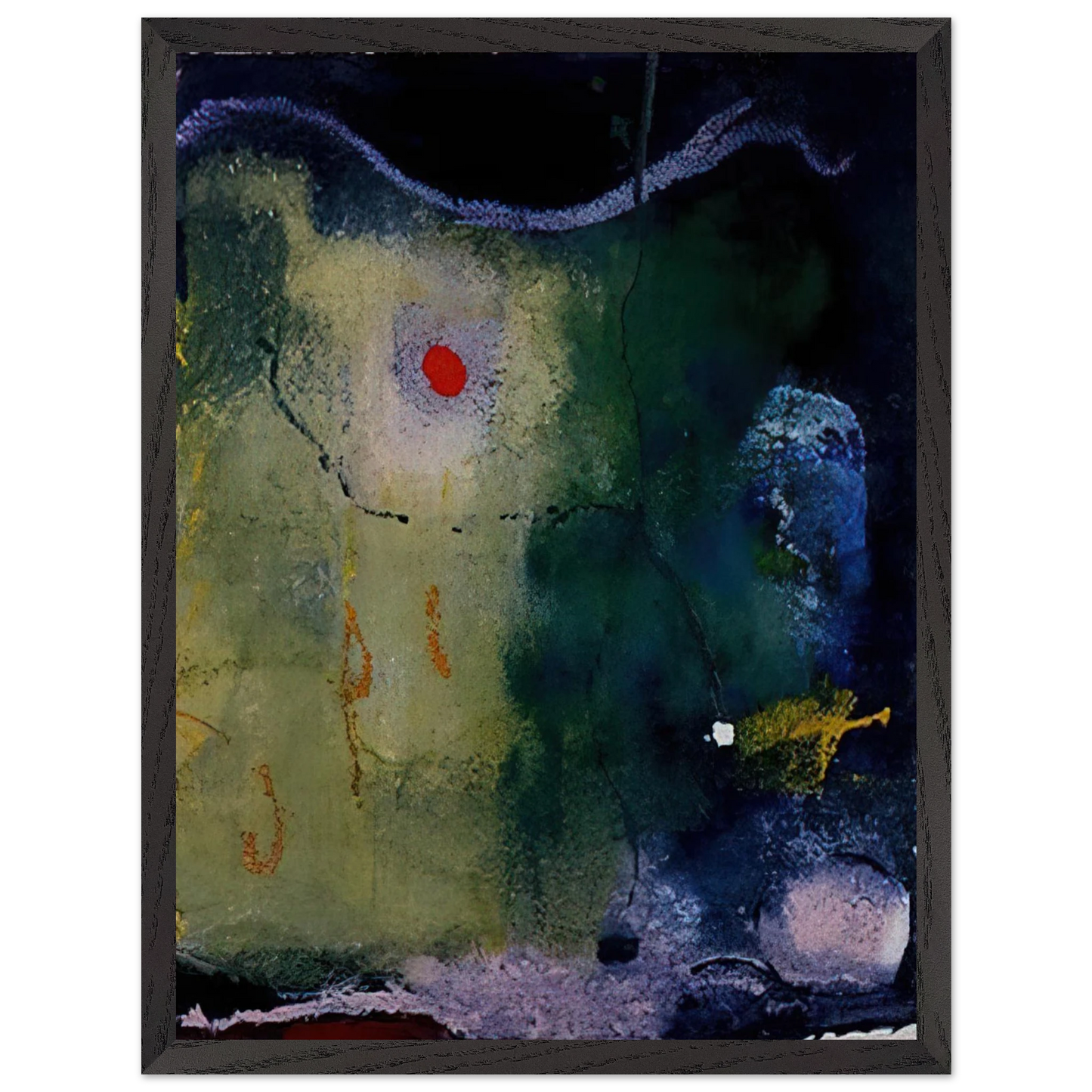 Helen Frankenthaler - The Other Side of the Moon - 1995 Wall art - 28x43  cm / XL (11x17 inches) - Premium Wooden Framed Poster With Fine Art Paper-canvas - Black frame