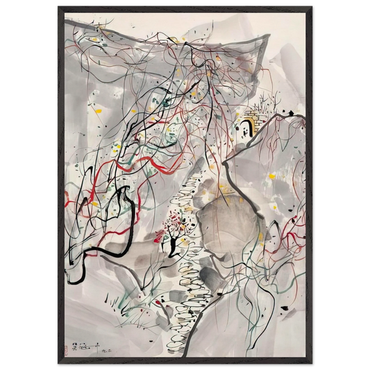 '- Abstract Expressionism Ink and wash painting - Wu Guanzhong 70x100 cm / 28x40 inches Framed Art Print – Black Wooden Frame