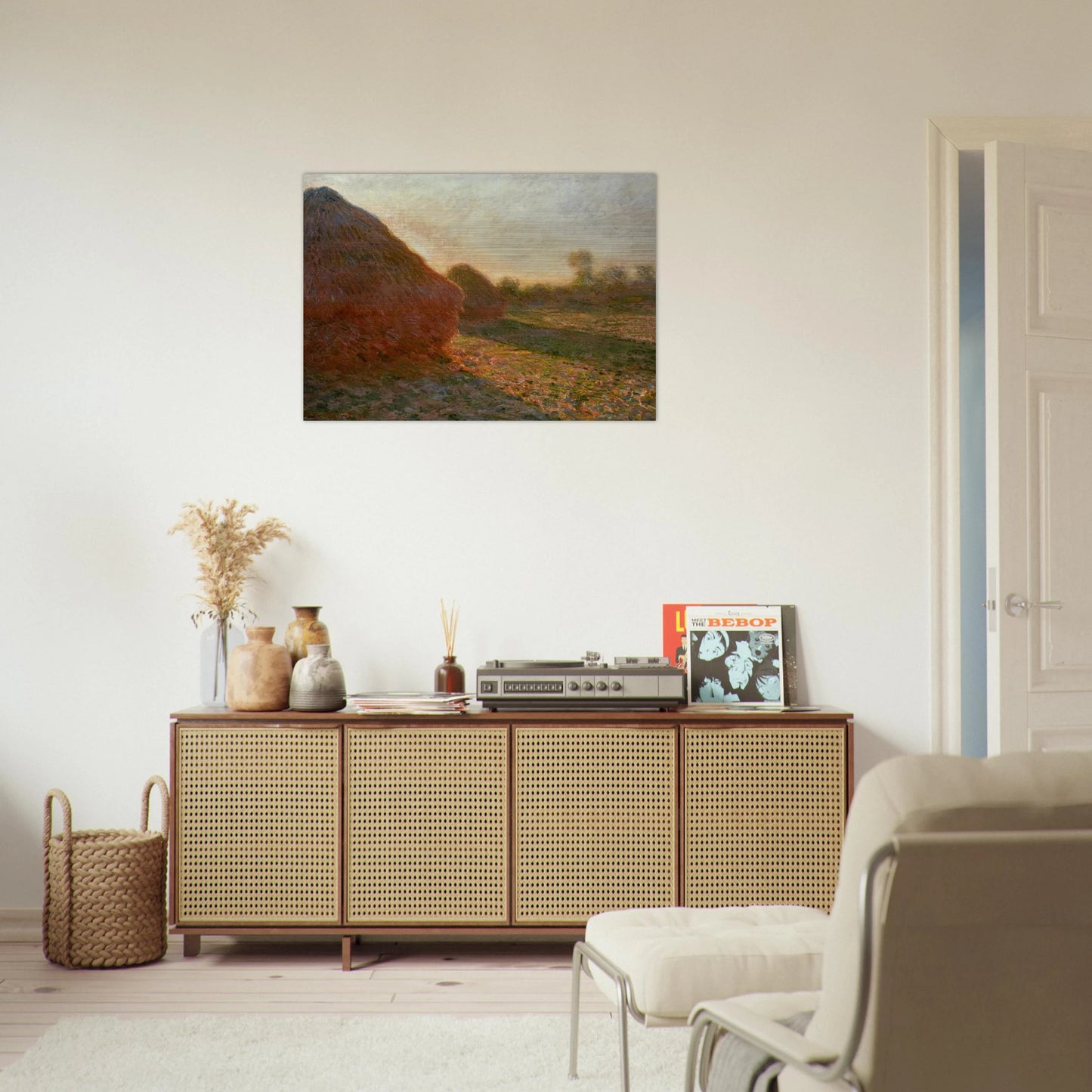 Haystacks, Last Sunrays - claude monet Brushed Aluminum Print - 70x100 cm / 28x40 inches | claude monet Aluminum Print | claude monet Prints