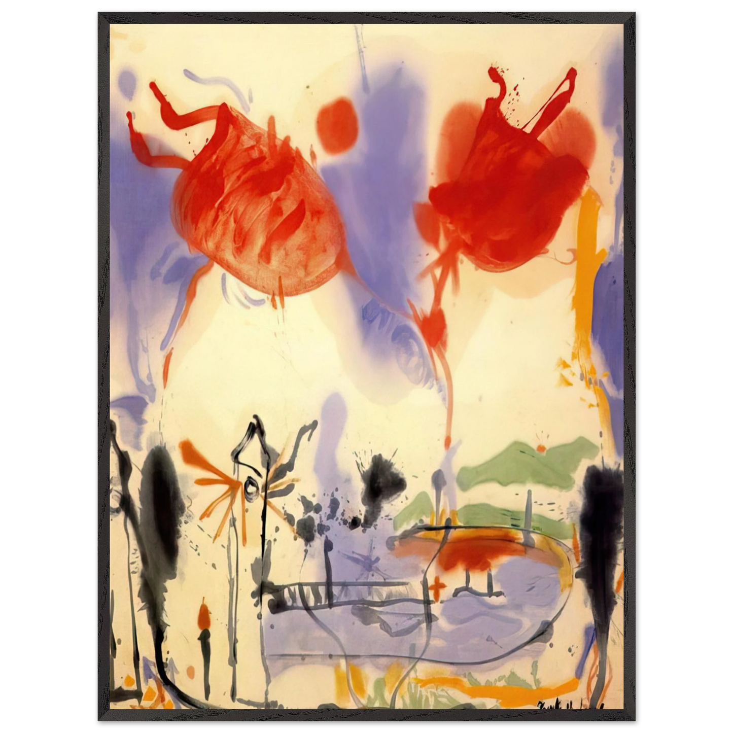 Helen Frankenthaler - Round Trip - 1957 Wall art - A3 (29.7 x 42  cm) - Premium Wooden Framed Poster With Fine Art Paper-canvas - White frame