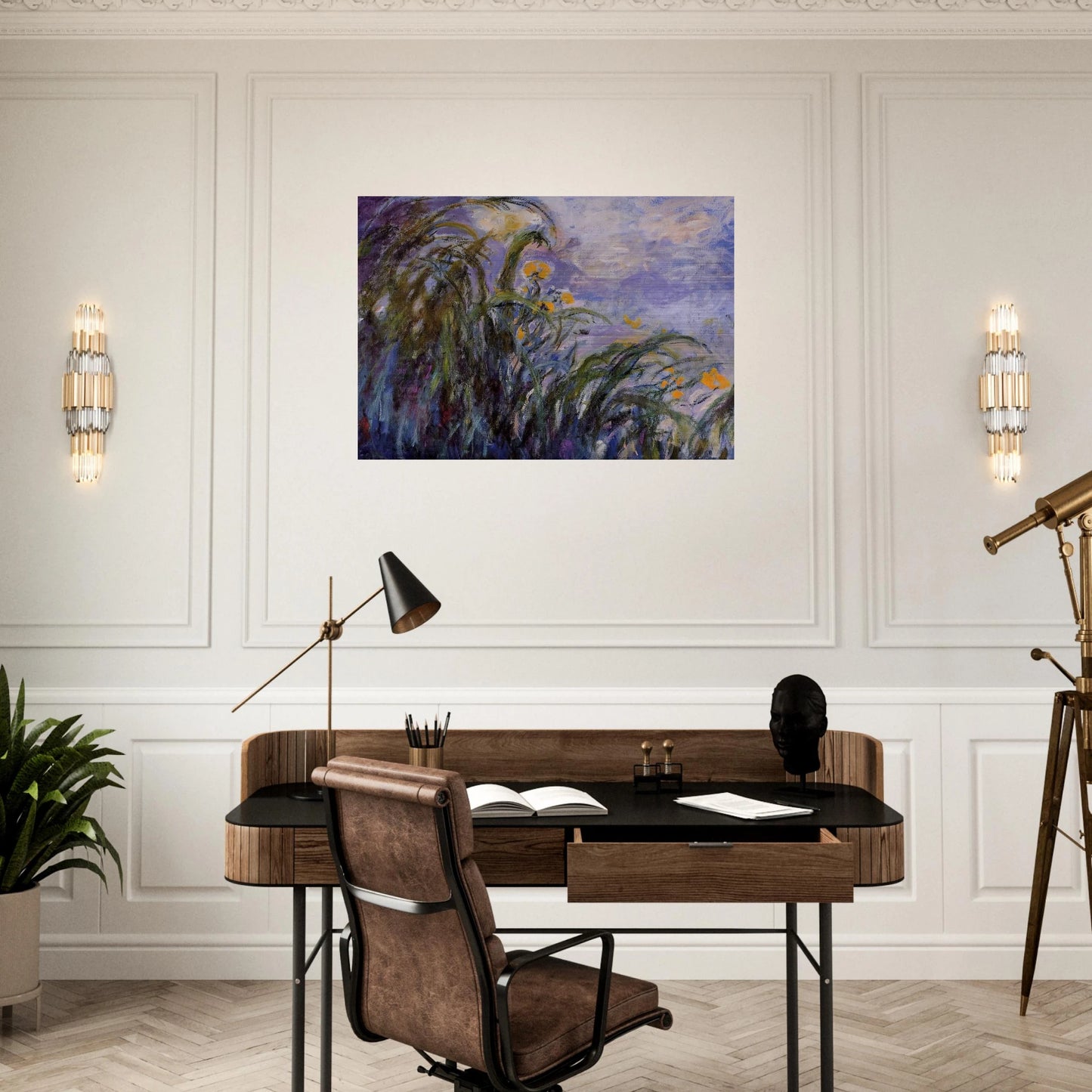 Yellow Irises - claude monet Brushed Aluminum Print - 70x100 cm / 28x40 inches | claude monet Aluminum Print | claude monet Prints