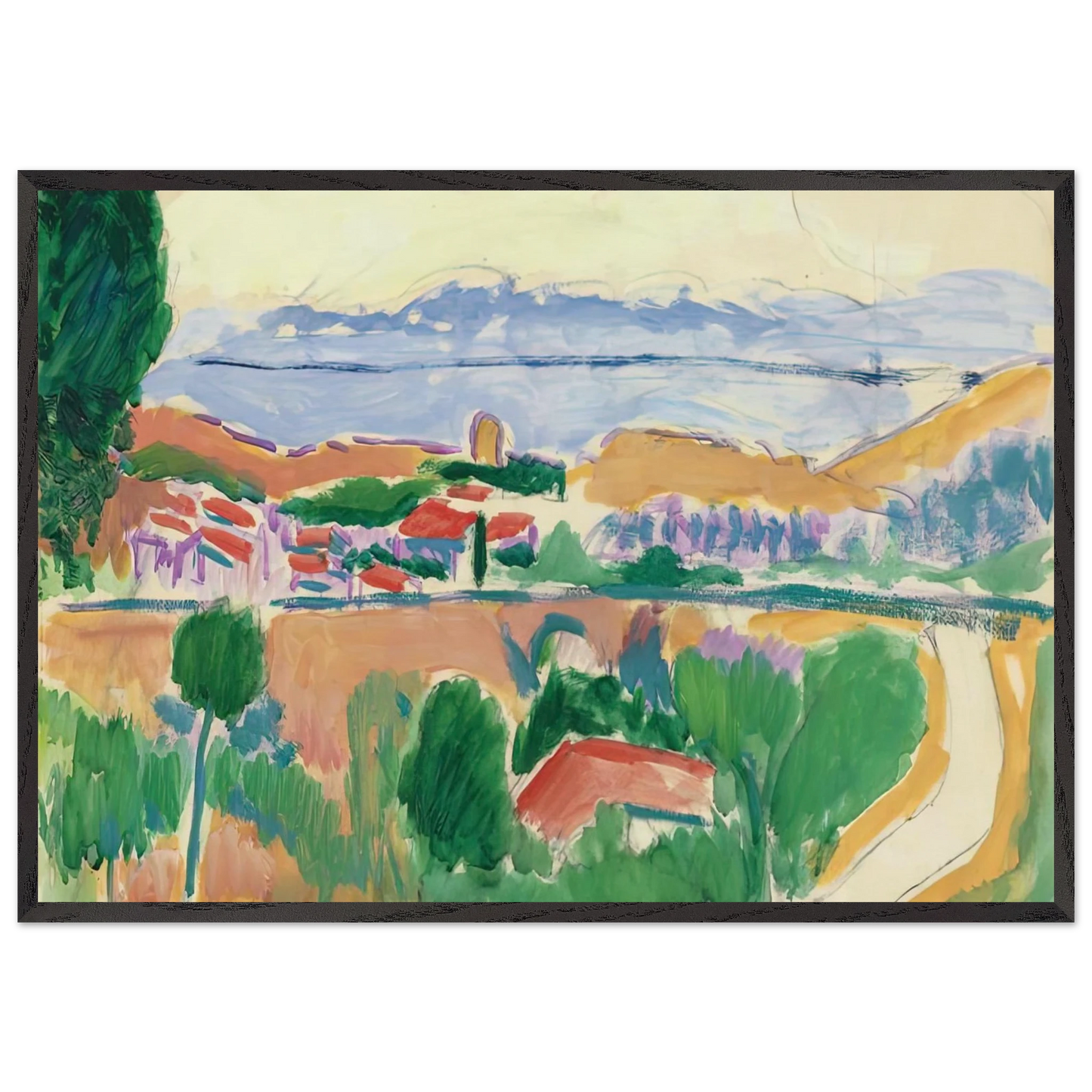 VUE DE COLLIOURE 1906 - Henri Matisse 70x100 cm / 28x40 inches Framed Art Print – Black Wooden Frame