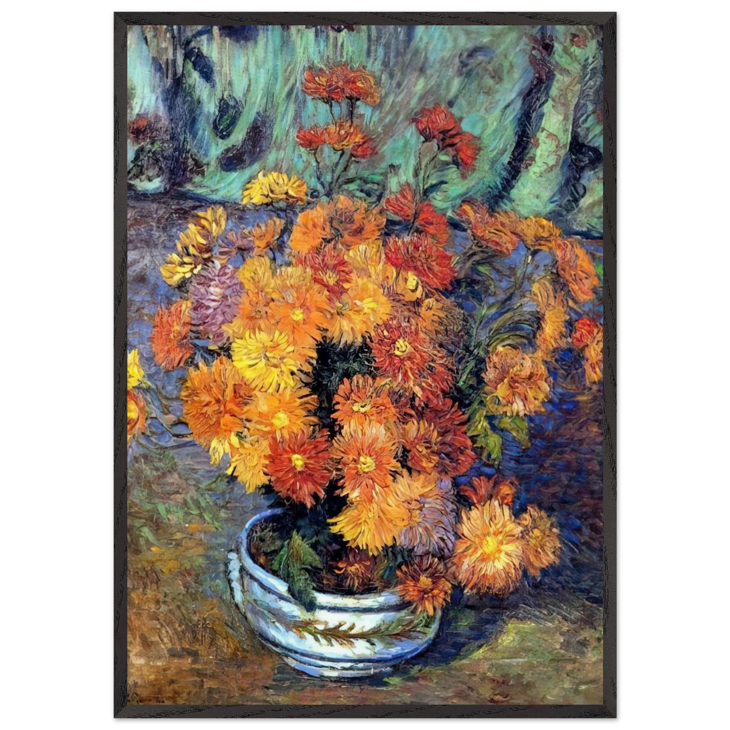 Vase de chrysanthemes - 1885 - Armand Guillaumin 70x100 cm / 28x40 inches Framed Art Print – Black Wooden Frame