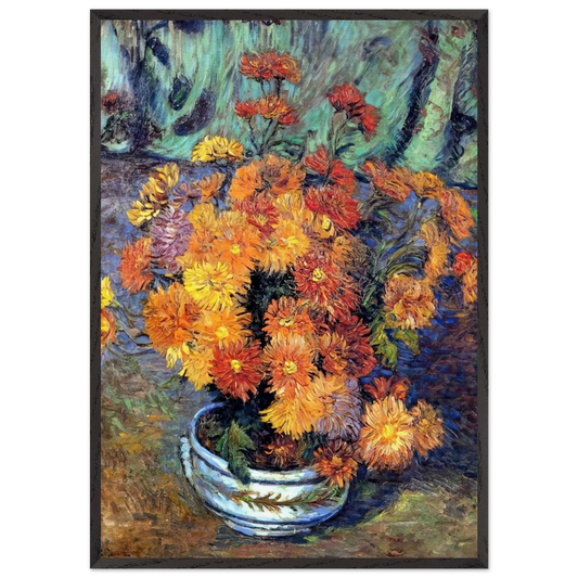 Vase de chrysanthemes - 1885 - Armand Guillaumin 70x100 cm / 28x40 inches Framed Art Print – Black Wooden Frame