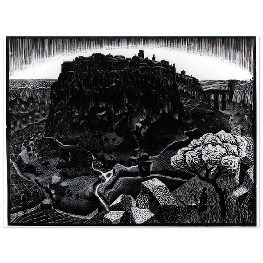 MC Escher - VITORCHIANO NEL CIMINO Wall Art - 21x29.7 cm / 8x12" - Fine Art Poster - -