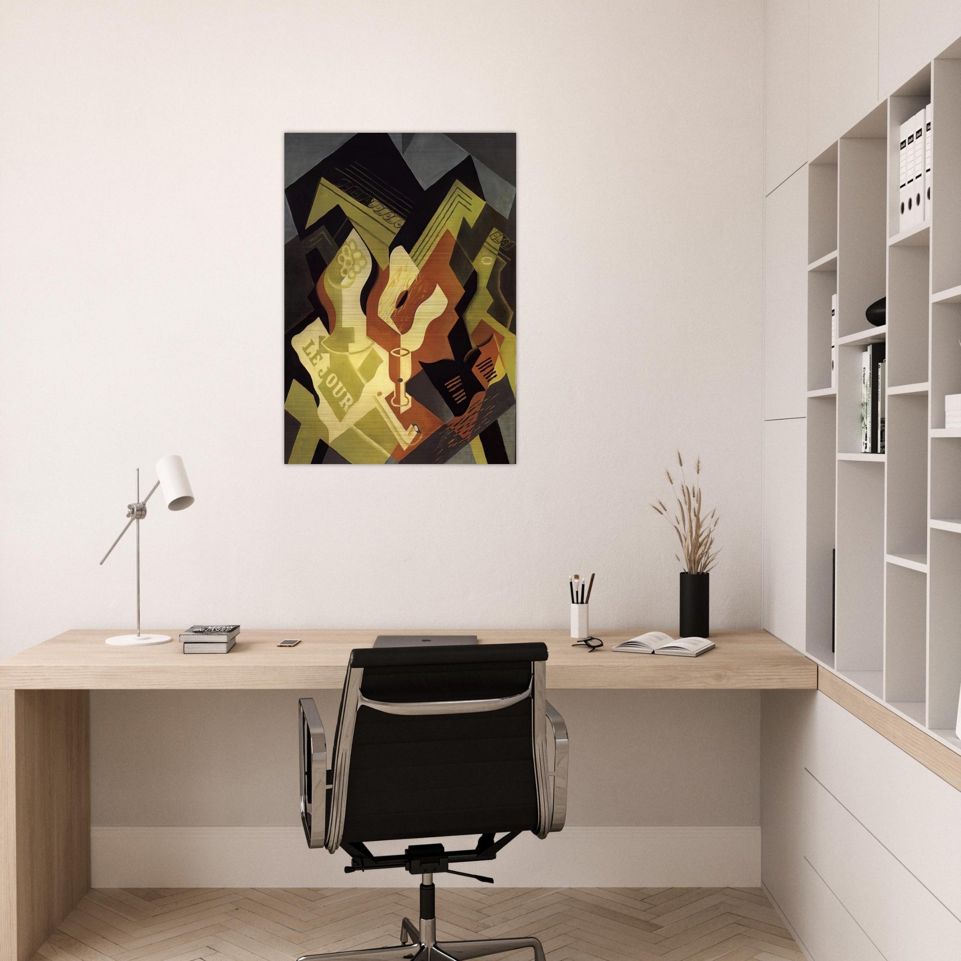 GUITAR AND FRUIT DISH - Juan Gris Brushed Aluminum Print - 70x100 cm / 28x40 inches | Juan Gris Aluminum Print | Juan Gris Prints