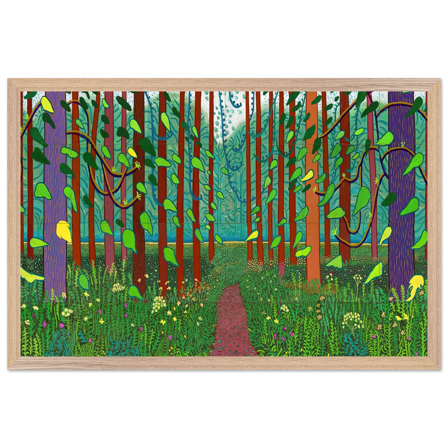David Hockney - David Hockney Wall art - 28x43  cm / XL (11x17 inches) - Premium Wooden Framed Poster With Fine Art Paper-canvas - Wood frame