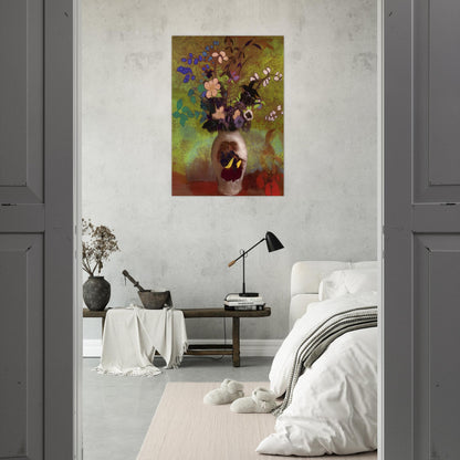 VASE WITH JAPANESE WARRIOR 1905 - Odilon Redon Brushed Aluminum Print - 70x100 cm / 28x40 inches | Odilon Redon Aluminum Print | Odilon Redon Prints