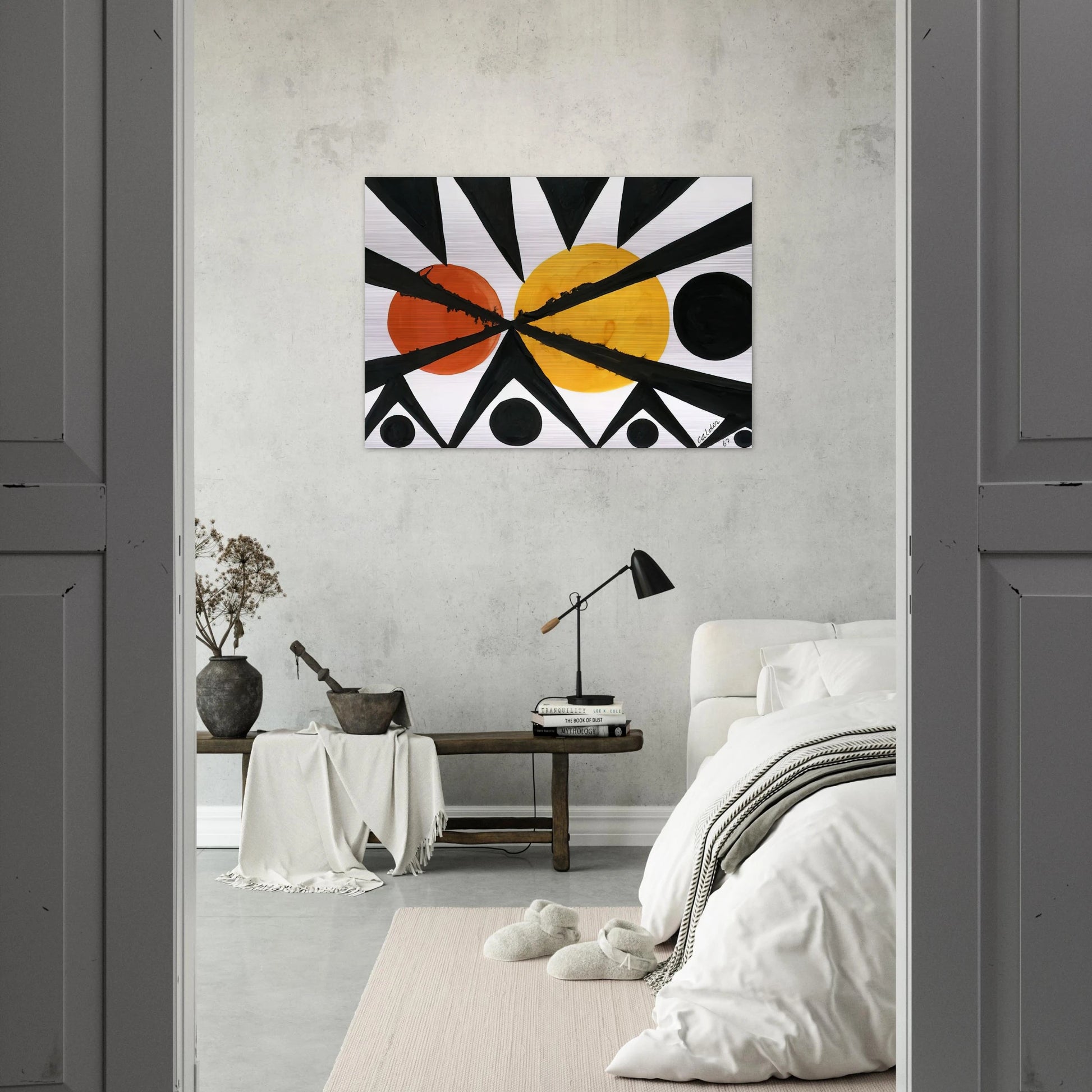 ACROSS THE ORANGE MOONS 1967 - Alexander Calder Brushed Aluminum Print - 70x100 cm / 28x40 inches | Alexander Calder Aluminum Print | Alexander Calder Prints