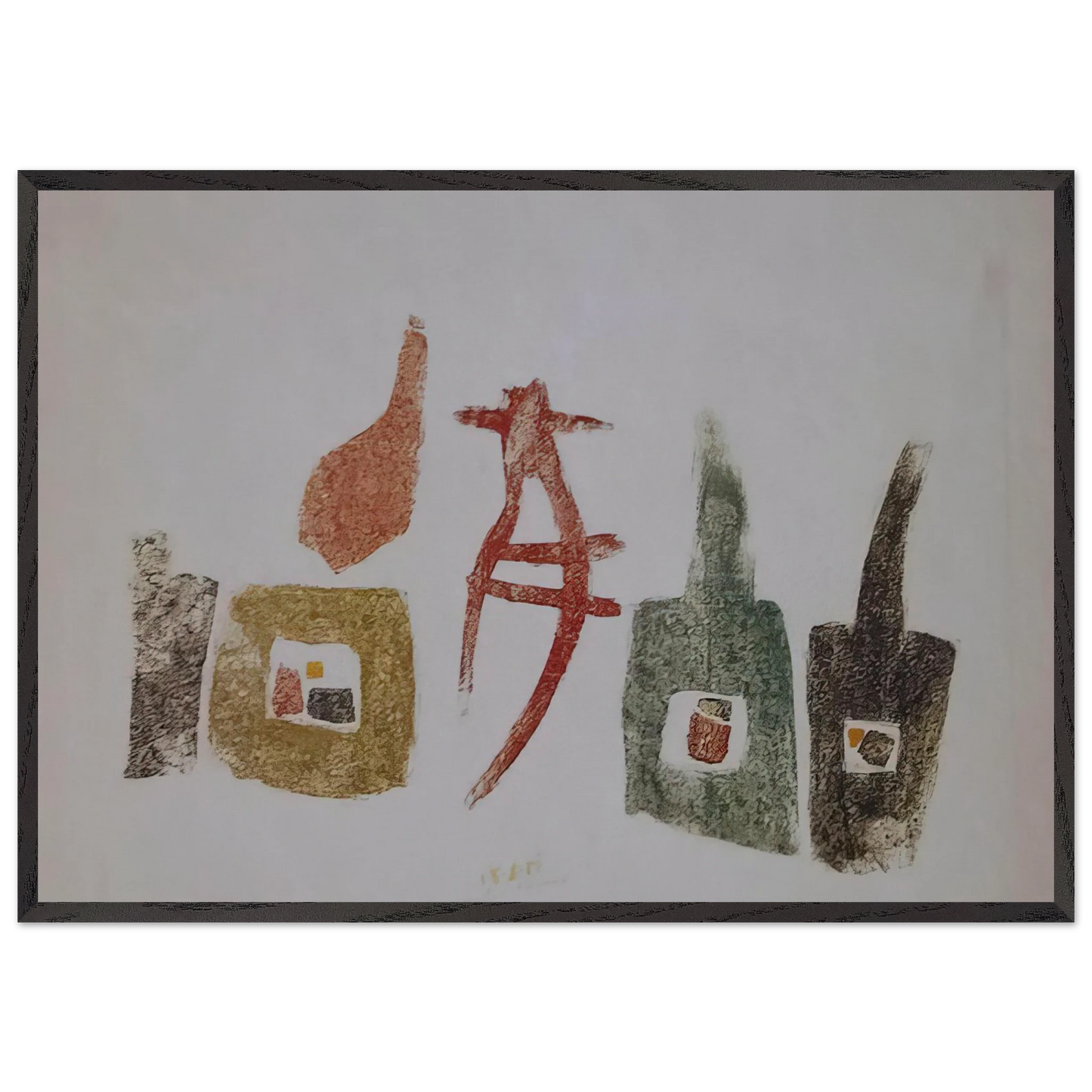 15657 - Julius Bissier 70x100 cm / 28x40 inches Framed Art Print – Black Wooden Frame