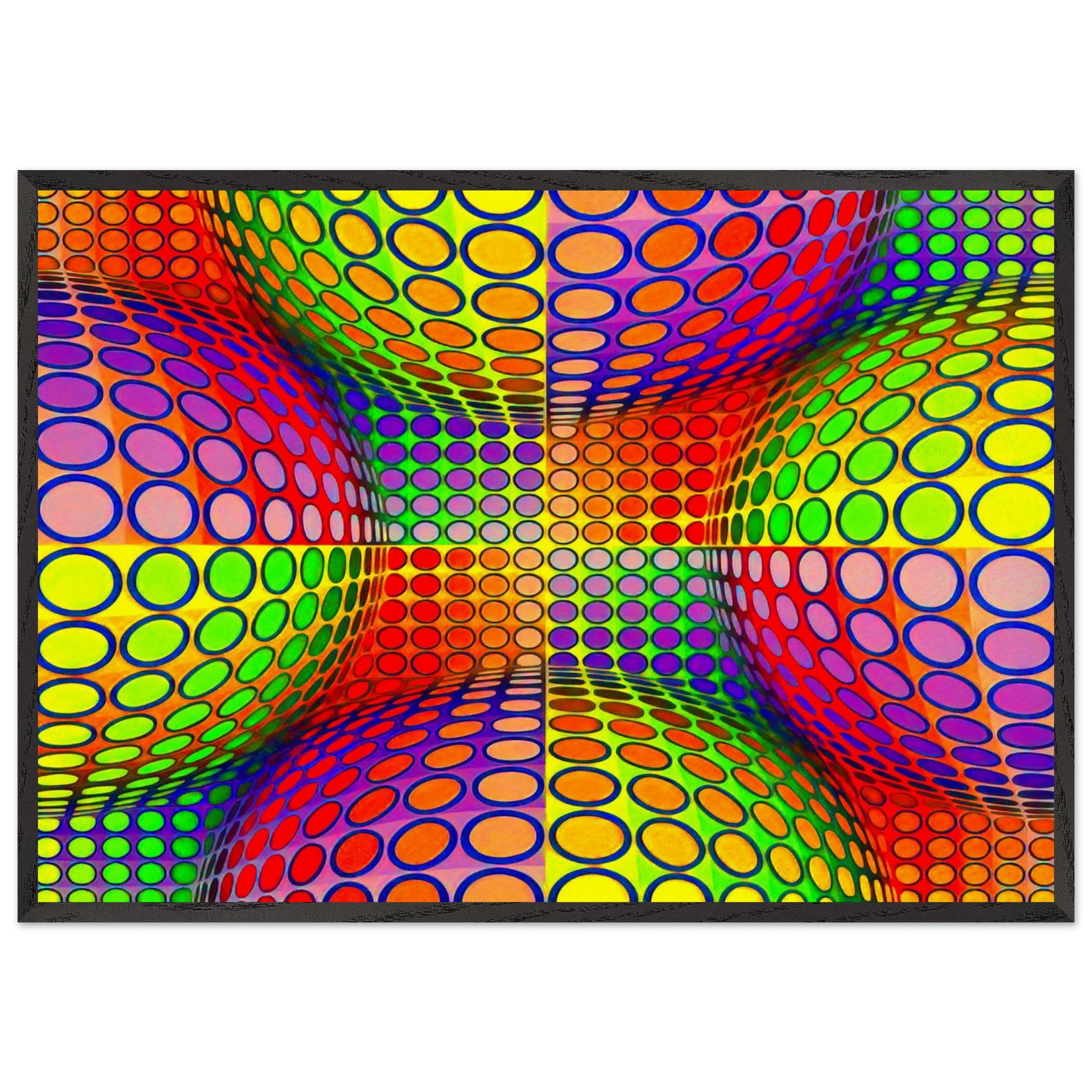Vega-Lep - 1970 - Victor Vasarely 70x100 cm / 28x40 inches Framed Art Print – Black Wooden Frame