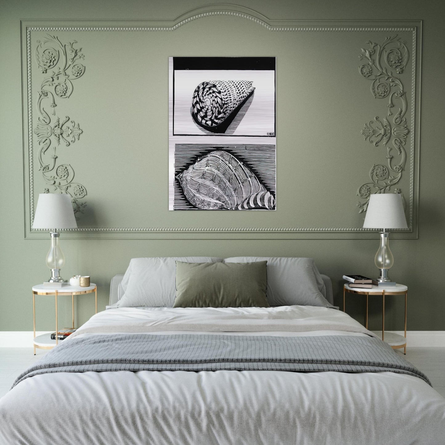 SEA SHELLS - MC Escher Brushed Aluminum Print - 70x100 cm / 28x40 inches | MC Escher Aluminum Print | MC Escher Prints