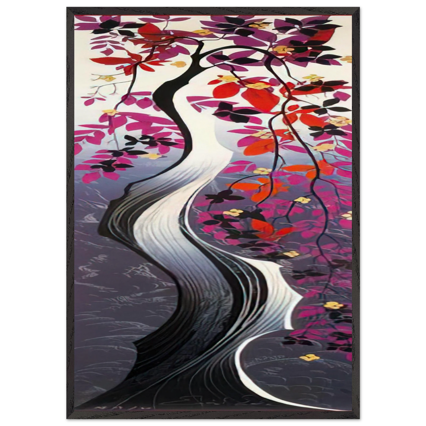 Twisted Tree - Eyvind Earle 70x100 cm / 28x40 inches Framed Art Print – Black Wooden Frame